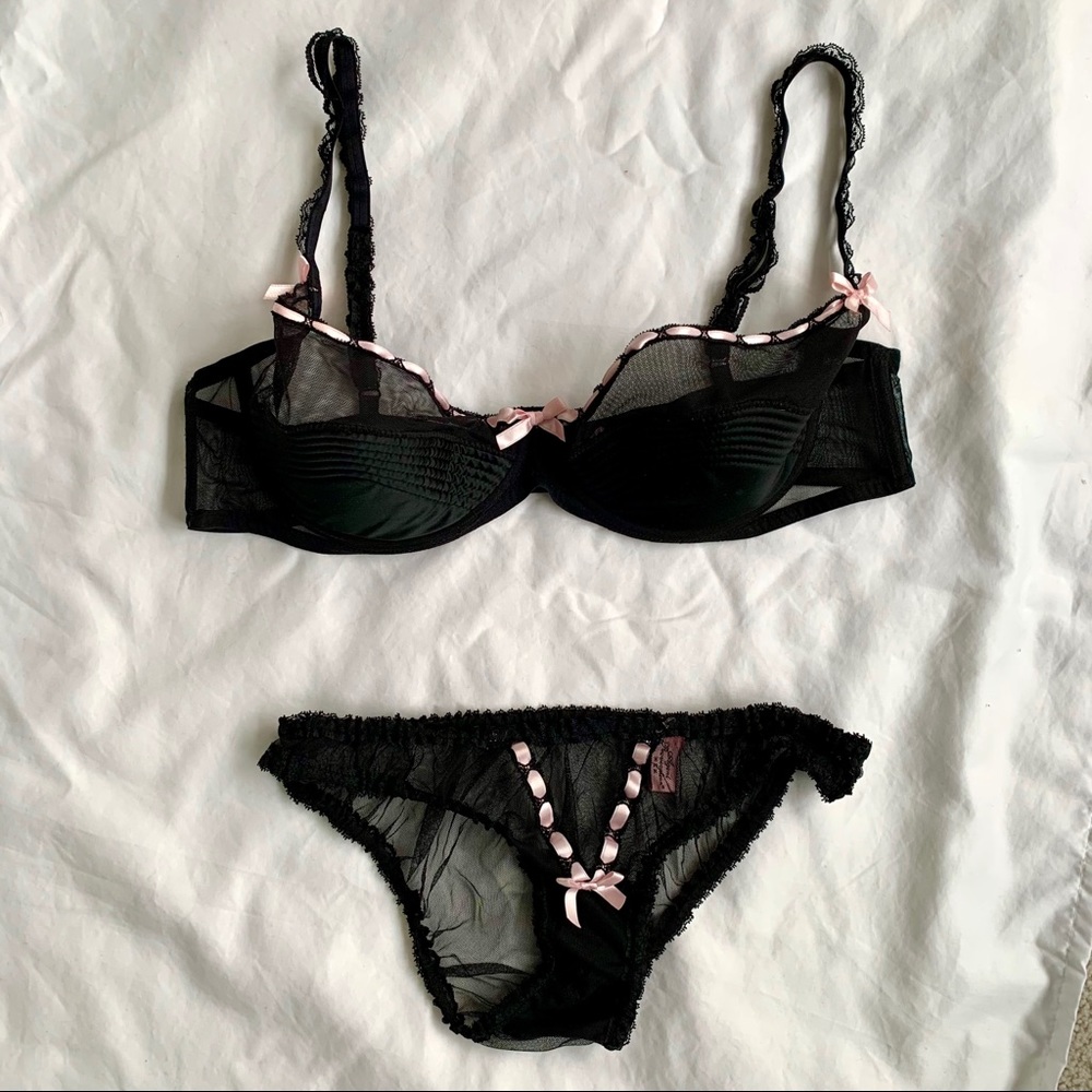 🔥 Agent Provocateur Jane Mesh Satin Lingerie Set